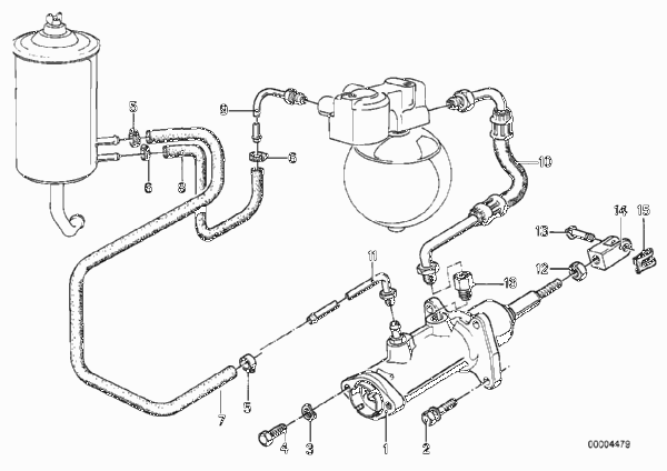Гидравлический усилитель тормозов для BMW E23 728iS M30 (схема запчастей)