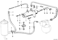 Гидравлический усилитель тормозов для BMW E23 735i M30 (схема запасных частей)