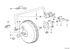 Вакуумный усилитель тормозов для BMW E32 735i M30 (схема запасных частей)