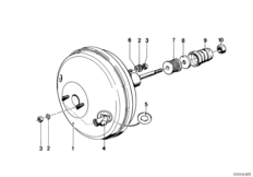 Вакуумный усилитель тормозов для BMW E12 520 M10 (схема запасных частей)