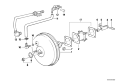 Вакуумный усилитель тормозов для BMW E30 316i M40 (схема запасных частей)