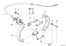 Стояночный тормоз/тормозные колодки для BMW E23 728 M30 (схема запасных частей)
