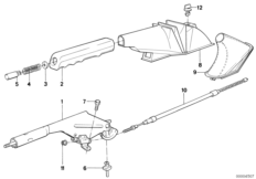 Рычаг стояночного тормоза для BMW E34 524td M21 (схема запасных частей)