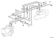Трубопровод тормозн.привода Пд ABS/ASC+T для BMW E32 750i M70 (схема запасных частей)
