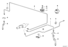 Трубопровод тормозного привода Пд для BMW E36 318i M40 (схема запасных частей)