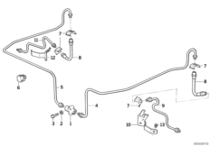 Трубопровод тормозного привода Зд для BMW E36 318i M40 (схема запасных частей)