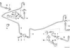 Трубопровод торм.прив.диск.торм.мех. Зд для BMW E36 M3 S50 (схема запасных частей)