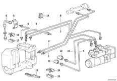 Трубопровод тормозн.привода Пд ABS/ASC+T для BMW E32 730iL M60 (схема запасных частей)