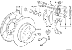 Датчик износа торм.накладки колеса Зд для BMW Z1 Z1 M20 (схема запасных частей)