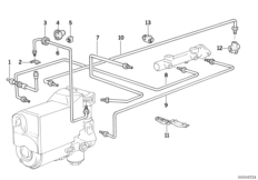 Трубопровод тормозного привода c ABS Пд для BMW E34 525td M51 (схема запасных частей)