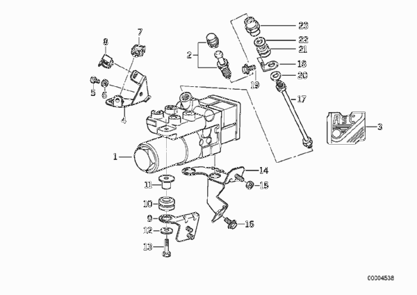 Гидроагрегат системы ABS/ASC+T для BMW E34 540i M60 (схема запчастей)