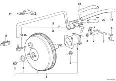 Вакуумный усилитель тормозов для BMW E34 518g M43 (схема запасных частей)