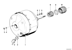 Вакуумный усилитель тормозов для BMW E12 528i M30 (схема запасных частей)