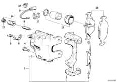 Датчик износа торм.накладки пер.колеса для BMW E28 518i M10 (схема запасных частей)
