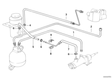 Масляный контур усилителя тормозов для BMW E32 730iL M60 (схема запасных частей)