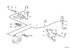 Трубопровод тормозн.привода Зд ABS/ASC+T для BMW E36 318tds M41 (схема запасных частей)