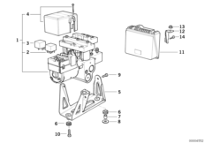 Антиблокировочная система ASC+T/ЭБУ для BMW E34 525i M50 (схема запасных частей)