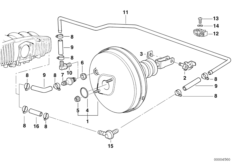 Вакуумный усилитель тормозов для BMW E36 328i M52 (схема запасных частей)