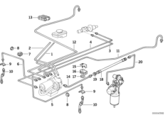 Трубопровод тормозн.привода Пд ABS/ASC+T для BMW E36 325i M50 (схема запасных частей)