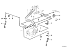 Трубопровод тормозного привода c ABS Пд для BMW E36 318is M42 (схема запасных частей)