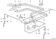Трубопровод тормозного привода c ABS Пд для BMW E36 M3 S50 (схема запасных частей)
