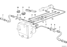 Трубопровод тормозн.привода Пд ABS/ASC+T для BMW E34 525ix M50 (схема запасных частей)
