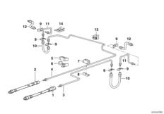 Трубопровод тормозн.привода Зд ABS/ASC+T для BMW E34 525ix M50 (схема запасных частей)