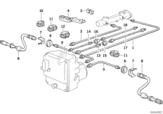 Трубопровод тормозн.привода Пд ABS/ASC+T для BMW E34 530i M60 (схема запасных частей)