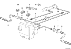 Трубопровод тормозного привода c ABS Пд для BMW E34 530i M60 (схема запасных частей)