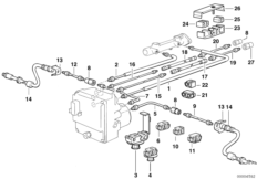 Трубопровод тормозн.привода Пд ABS/ASC+T для BMW E38 725tds M51 (схема запасных частей)