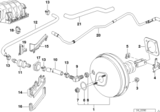 Вакуумный усилитель тормозов для BMW E38 L7 M73N (схема запасных частей)