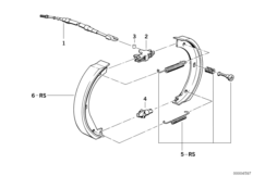 Стояночный тормоз/тормозные колодки для BMW E38 L7 M73N (схема запасных частей)