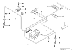 Трубопровод тормозного привода c ABS Пд для BMW E36 318is M44 (схема запасных частей)