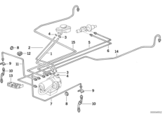 Трубопровод тормозн.привода Пд ABS/ASC+T для BMW E36 320i M52 (схема запасных частей)