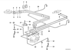 Трубопровод тормозн.привода Пд ABS/ASC+T для BMW E36 316i M43 (схема запасных частей)
