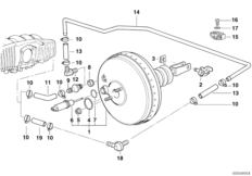Усилитель тормозов с ASC+T для BMW E36 328i M52 (схема запасных частей)
