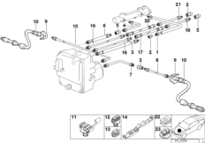 Трубопровод тормозн.привода Пд ABS/ASC+T для BMW E39 535i M62 (схема запасных частей)