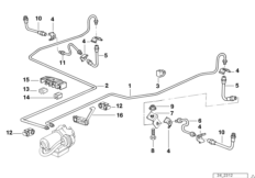 Трубопровод тормоз.привода Зд с ASC/DSC для BMW Z3 Z3 2.0 M52 (схема запасных частей)