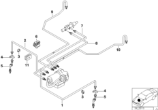 Трубопровод тормозн.привода Пд ABS/ASC+T для BMW Z3 Z3 2.0 M52 (схема запасных частей)