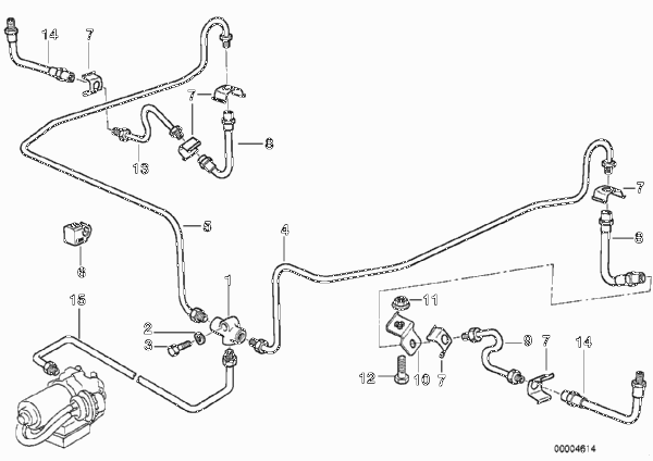 Трубопровод тормозного привода c ABS Зд для BMW Z3 Z3 M3.2 S50 (схема запчастей)