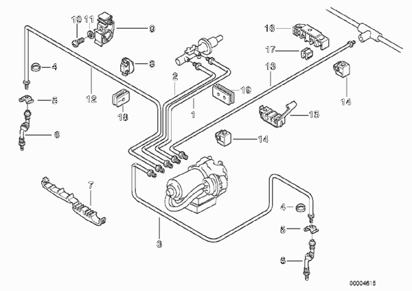 Трубопровод тормозного привода c ABS Пд для BMW Z3 Z3 1.9 M44 (схема запчастей)