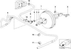 Вакуумный усилитель тормозов для BMW Z3 Z3 1.8 M43 (схема запасных частей)