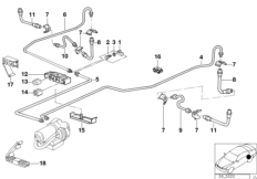 Трубопровод тормозн.привода Зд ABS/ASC+T для BMW E36 316i 1.9 M43 (схема запасных частей)