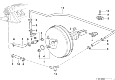 Усилитель тормозов с ASC+T для BMW E36 325tds M51 (схема запасных частей)