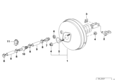 Вакуумный усилитель тормозов для BMW E36 M3 3.2 S50 (схема запасных частей)