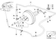 Вакуумный усилитель тормозов для BMW E36 325tds M51 (схема запасных частей)