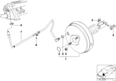 Вакуумный усилитель тормозов для BMW E36 325tds M51 (схема запасных частей)