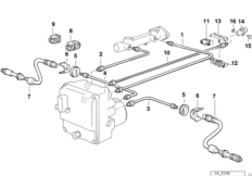Трубопровод тормозного привода c ABS Пд для BMW E34 525i M50 (схема запасных частей)
