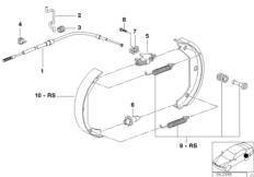 Стояночный тормоз/тормозные колодки для BMW E39 530i M54 (схема запасных частей)