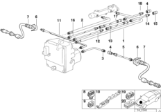 Трубопровод тормозн.привода Пд ABS/ASC+T для BMW E39 520i M52 (схема запасных частей)